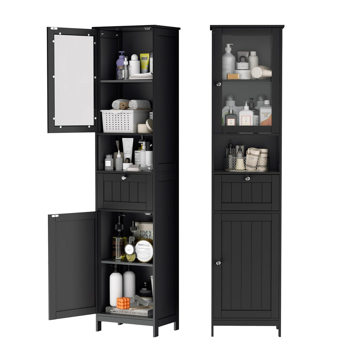 INTERGREAT Small Storage Cabinet, Freestanding Bathroom Storage Cabinets with Doors and Shelves for Living Room, Entryway and Home Office, White